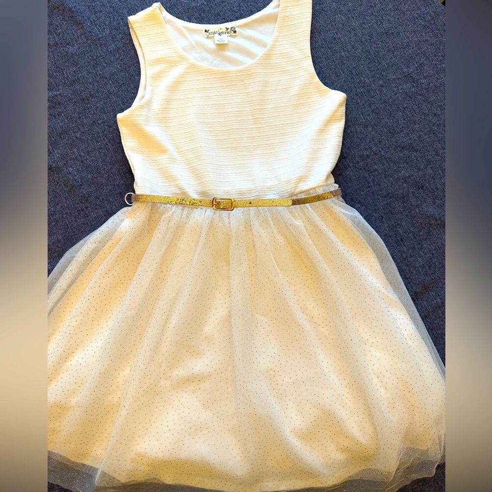 Cream with Gold Girls Dress - 10